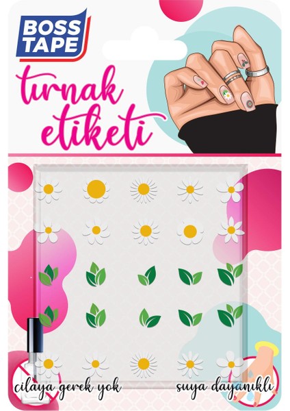 Yapışkanlı Tırnak Etiketi Sticker Tırnak Süsleme Nail Art Tattoo Dövmesi Papatya