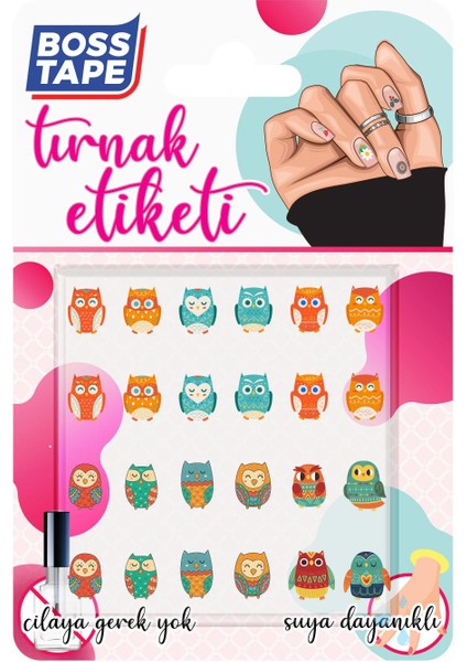 Yapışkanlı Tırnak Etiketi Sticker Tırnak Süsleme Nail Art Tattoo Dövmesi Baykuş