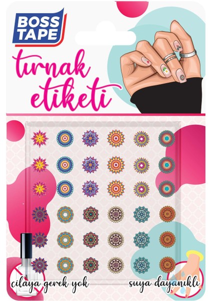Yapışkanlı Tırnak Etiketi Sticker Tırnak Süsleme Nail Art Tattoo Dövmesi Mandala
