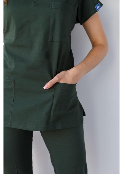 Kadın Likralı Yarasa Kol Hemşire Doktor Takım Avcı Yeşili fırsatları