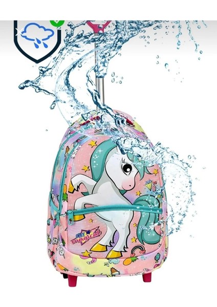 Çekçekli Okul Çantası Kız Çocuk At Model Beslenme Çantalı Kalemlikli 3 Lü Set Okul Çantası modelleri