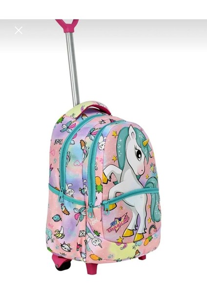 Çekçekli Okul Çantası Kız Çocuk At Model Beslenme Çantalı Kalemlikli 3 Lü Set Okul Çantası fırsatları