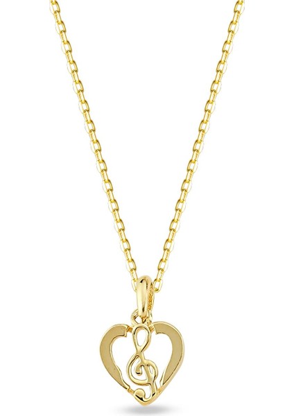 14 Ayar Altın Sol Anahtarı Kalp Kolye 1,75 gr