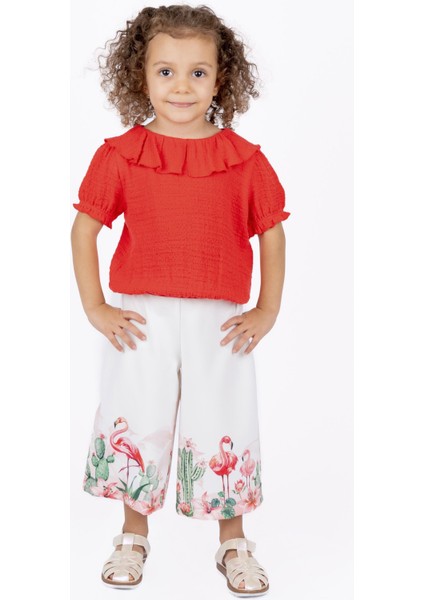 Kız Çocuk Flamingo Baskılı Pantolon