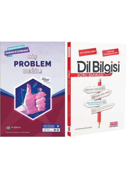 Hiç Problem Değil ve Ankara Kitap Merkezi Yayınları Dil Bilgisi Soru Bankası Seti 2 Kitap