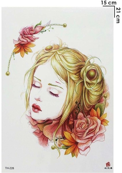 *PRVT Geçici Kadın ve Gül Modelli Dövme Tattoo