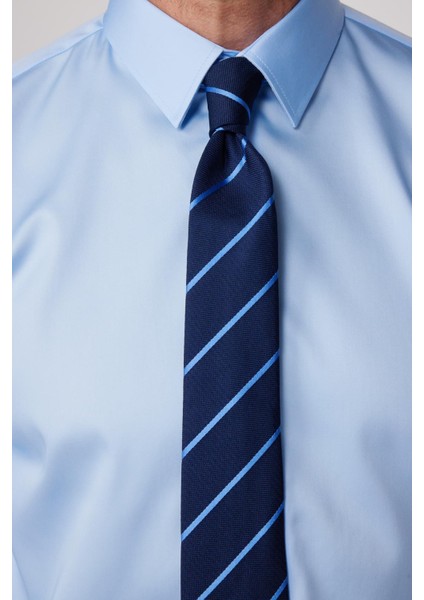 Slim Fit Non Iron Mavi Erkek Gömlek fırsatları