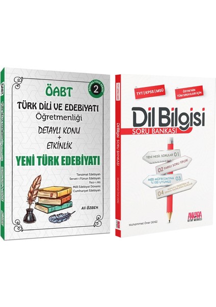 ÖABT Türk Dili ve Edebiyatı Yeni Türk Edebiyatı Konu Anlatımlı ve Ankara Kitap Merkezi Yayınları Dil Bilgi Soru Bankası Seti 2 Kitap