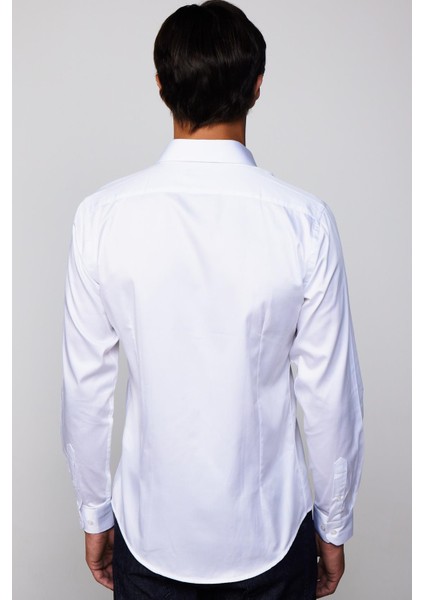Slim Fit Dar Kesim Saten Özel Seri Beyaz Erkek Gömlek indirimleri