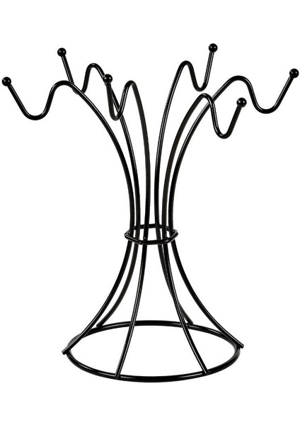 Siyah Dikey 6 Kancalı Bardak, Kupa, Fincan Askılığı - Metal Paslanmaz Mutfak Düzenleyici fiyatları
