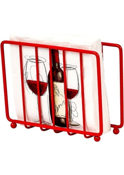 Kırmızı Masa Üstü Metal Paslanmaz Kafesli Peçetelik - Lüks Sunum, Dekoratif fiyatları