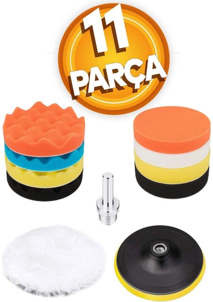 Pasta Cila Polisaj Süngeri Pedi Seti 115 mm Otomotiv Parlatıcı (11 Parça)