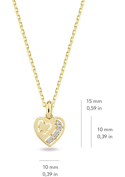 14 Ayar Altın Kelebekli Kalp Kolye 1,78 gr fiyatları