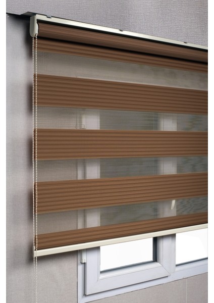 Pileli Koyu Kahve Zebra Stor Kaliteli Güneşlik Perdeler