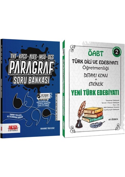 ÖABT Türk Dili ve Edebiyatı Yeni Türk Edebiyatı Konu Anlatımlı ve Ankara Kitap Merkezi Yayınları Paragraf Soru Bankası Seti 2 Kitap