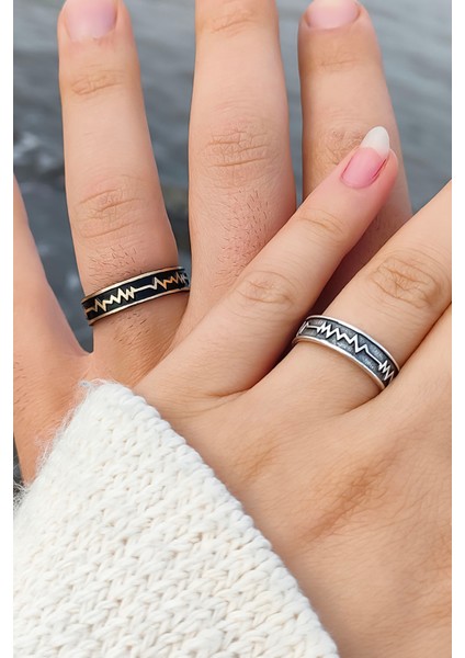 Nabız Kalp Ritmi Alyans Model Ayarlanabilir Unisex Yüzük