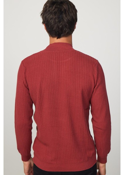 Slim Fit Yarım Balıkçı Yaka Tüylenme Yapmayan Kremit Erkek Triko Kazak indirimleri