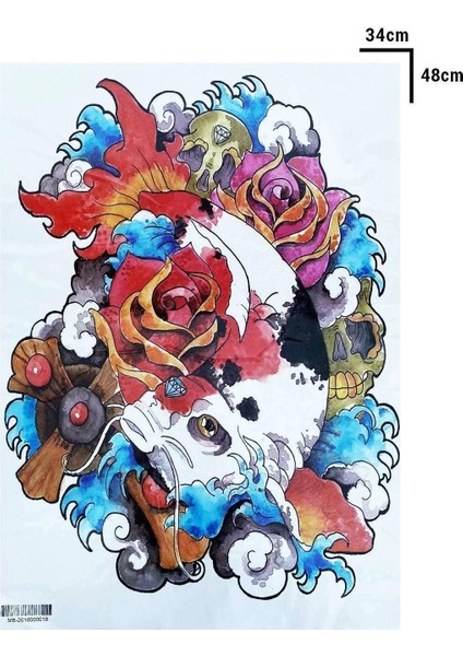 Geçici Balık Modelli Sırt Dövme Tattoo