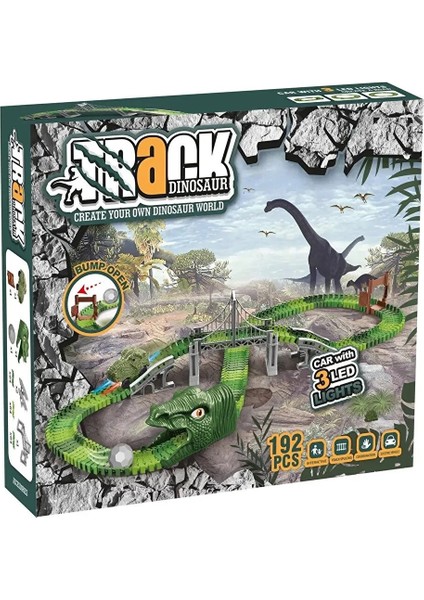 Dinozor Rayları 192 Parça Set - Dinozor Temalı Hareketli Raylar ve Dinozor Araçlı Köprü