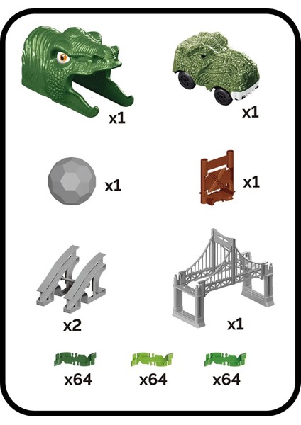 Dinozor Rayları 192 Parça Set - Dinozor Temalı Hareketli Raylar ve Dinozor Araçlı Köprü fırsatları