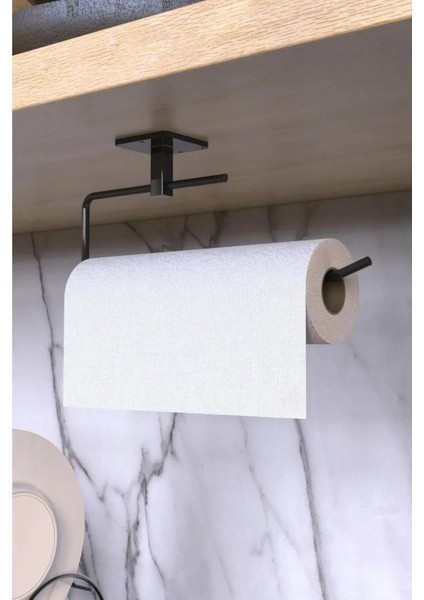 Mirilliahome Yapışkanlı Siyah Rulo Havluluk Peçetelik Tuvalet Kağıtlığı Wc Kağıt Askısı 2 Li Set