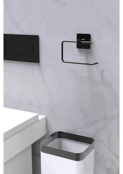 Mirilliahome Yapışkanlı Siyah Rulo Havluluk Peçetelik Tuvalet Kağıtlığı Wc Kağıt Askısı 2 Li Set