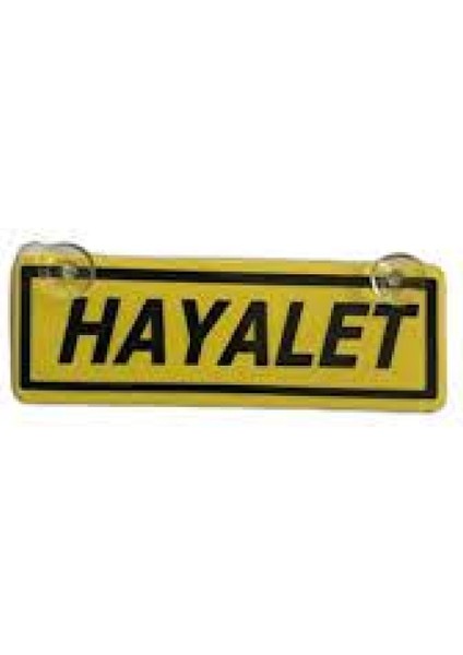 Hayalet Yazılı Sarı Dekor Plaka Vantuzlu Cam Süsü