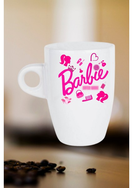 Enter Mode Barbie Baskılı Kupa Bardak Porselen Latte Filtre Kahve Fincanı