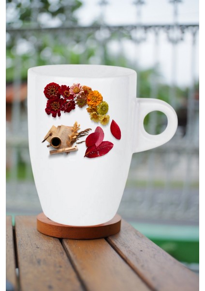 Romantik Sonbahar Baskılı Kupa Bardak Porselen Latte Filtre Kahve Fincanı