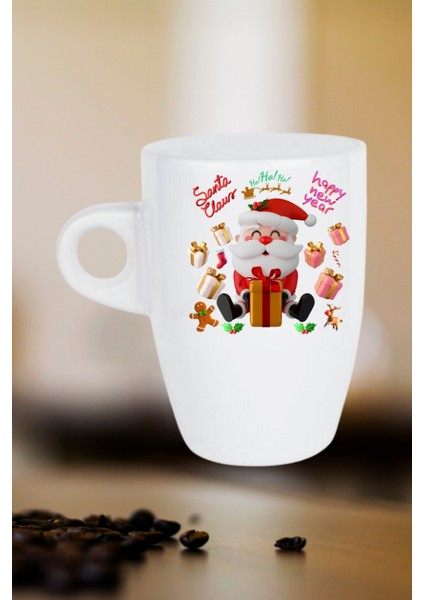 Noel Baba Happy Christmas Baskılı Kupa Bardak Porselen Latte Filtre Kahve Fincanı
