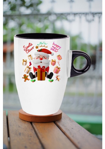 Noel Baba Happy Christmas Baskılı Kupa Bardak Porselen Latte Filtre Kahve Fincanı