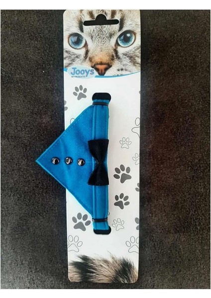 Kadife Zilli Fularlı Kedi Boyun Tasması Kırmızı