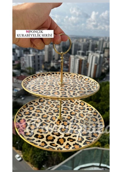 34 Parça Kahvaltı Pasta Sunum Seti - Leopar