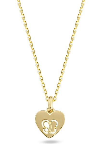 14 Ayar Altın Kelebekli Kalp Kolye 1,88 gr