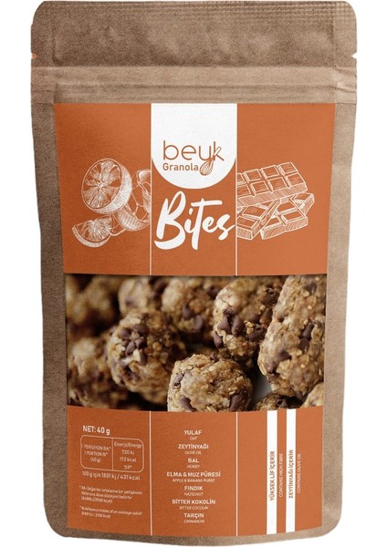 Beyk Foods Granola Bites Atıştırmalık -Portakal&bitter Çikolata X6