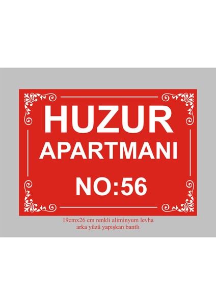 Apartman Kapısı Isimliği , Renkli Aliminyum Levha