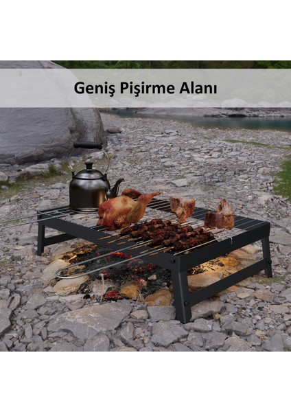 Taşınabilir Çelik Çanta Hediyeli Katlanır Portatif Mangal Kamp Izgarası fiyatları