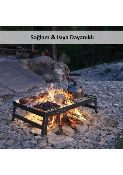 Taşınabilir Çelik Çanta Hediyeli Katlanır Portatif Mangal Kamp Izgarası fırsatları