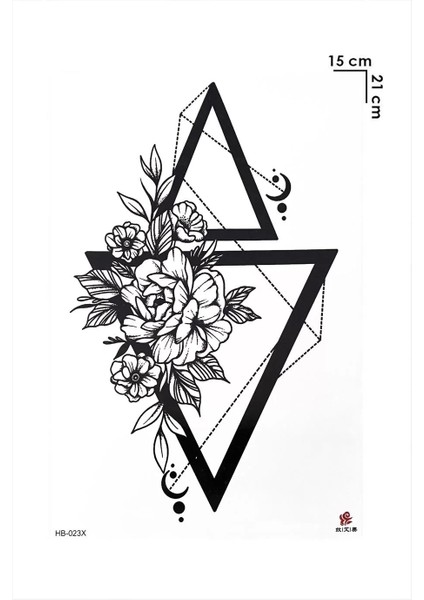 Üçgen ve Gül Geçici Dövme Tattoo
