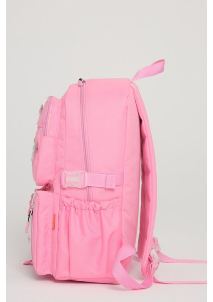 Kawaii Kore Tarzı Okul Çantası Aksesuarlı Kız Çocuk ve Erkek Çocuk Sırt Çantası Açık Pembe