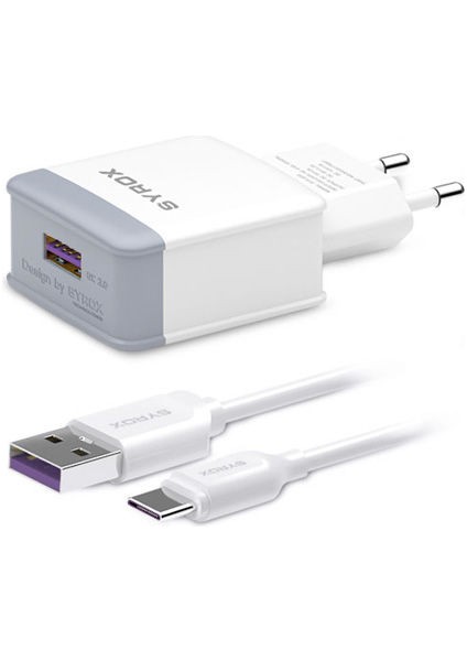 Q32_ Xiaomi Redmi Note 9 Pro Uyumlu Type-C Girişli Hızlı Şarj Aleti Cihazı Adaptör+Kablo 3.0AMP.