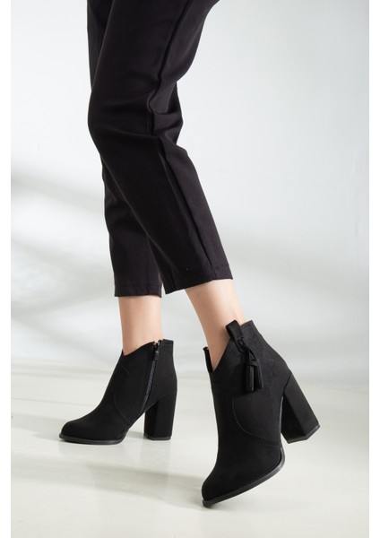 Süet Siyah Şık Kadın Bot