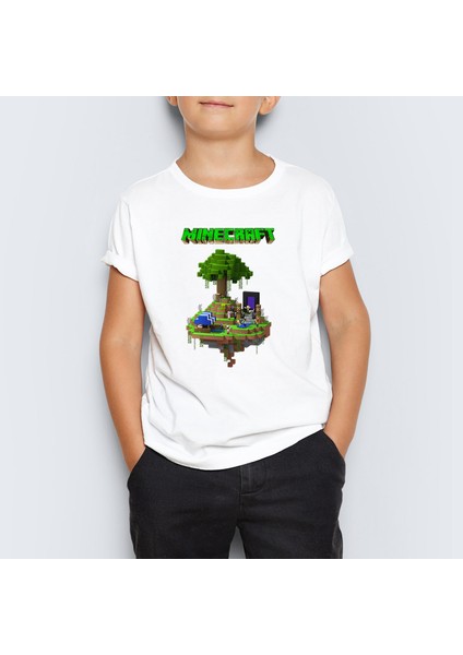 Minecraft Baskılı Unisex Çocuk Tişört T-Shirt Mr-11