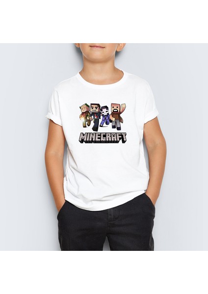 Minecraft Baskılı Unisex Çocuk Tişört T-Shirt Mr-13