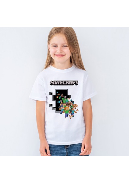 Minecraft Baskılı Unisex Çocuk Tişört T-Shirt Mr-14 fiyatları