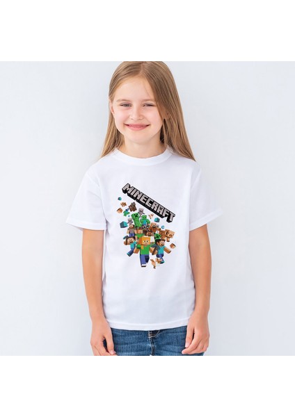 Minecraft Baskılı Unisex Çocuk Tişört T-Shirt Mr-12 fiyatları