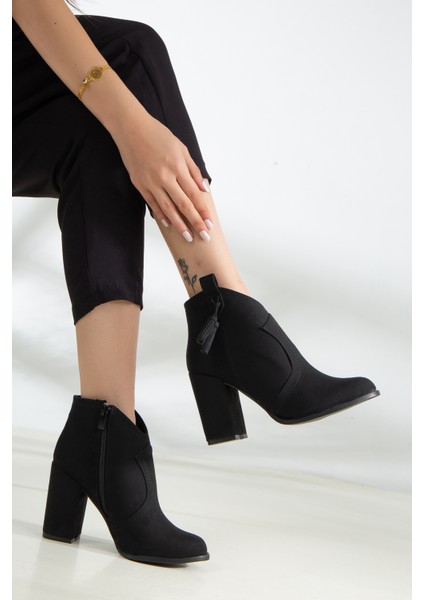 Süet Siyah Şık Kadın Bot modelleri