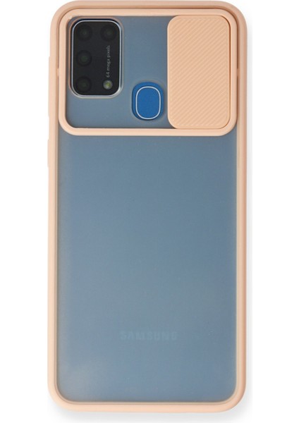 Samsung Galaxy M31 Kılıf Palm Buzlu Kamera Sürgülü Silikon - Pembe