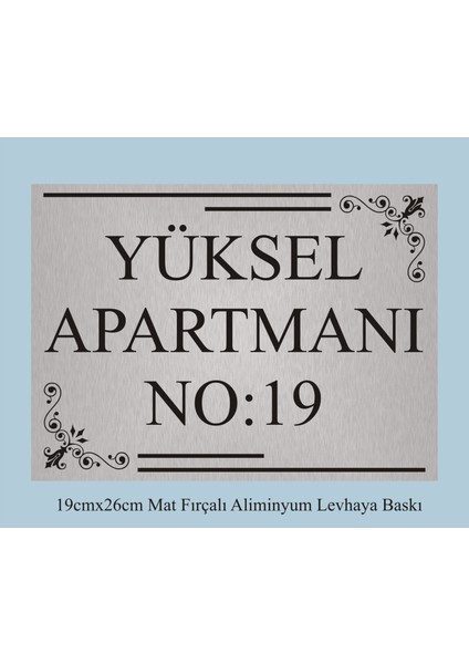Apartman Kapısı Isimliği 26CM*19CM Fırçalı Mat Gri Aliminyum Levha