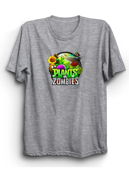 Plants Vs. Zombies, Bitkiler ve Zombiler, Karakterli Logo, Oyun, Game Tişört